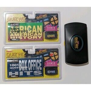 Vintage Tiger Quiz Wiz Handheld Console Lot w/ 2 New Sealed Cartridges #40 #49